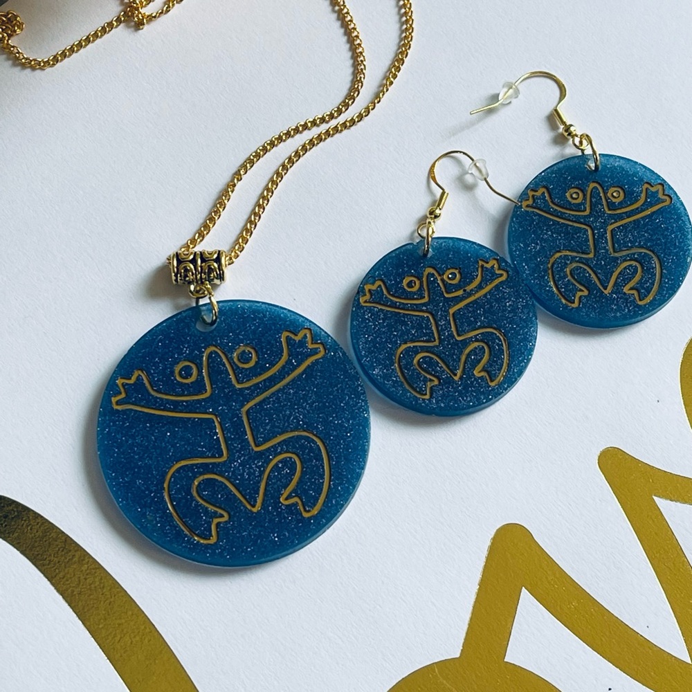 Handmade coqui Taino fashion jewelry set